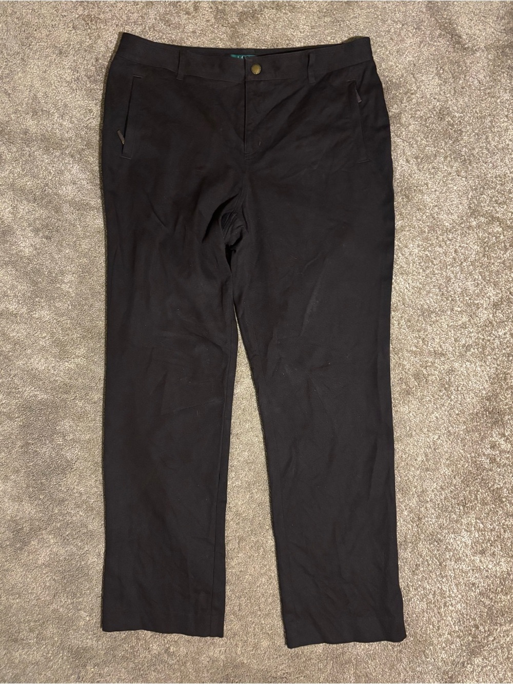Lauren Ralph Lauren Women’s Black Cotton Twill Regular Fit Mid Rise Pants 12P